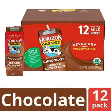Horizon Organic Shelf Stable 1% Lowfat Chocolate Milk Boxes, 8 fl oz, 12 Count | Walmart (US)