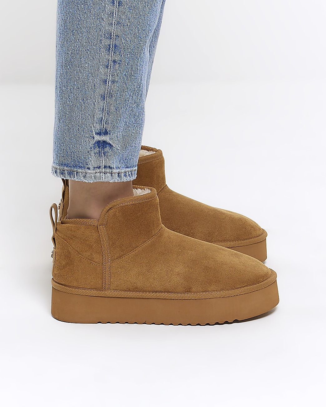 Brown faux fur lining platform boots | River Island (UK & IE)