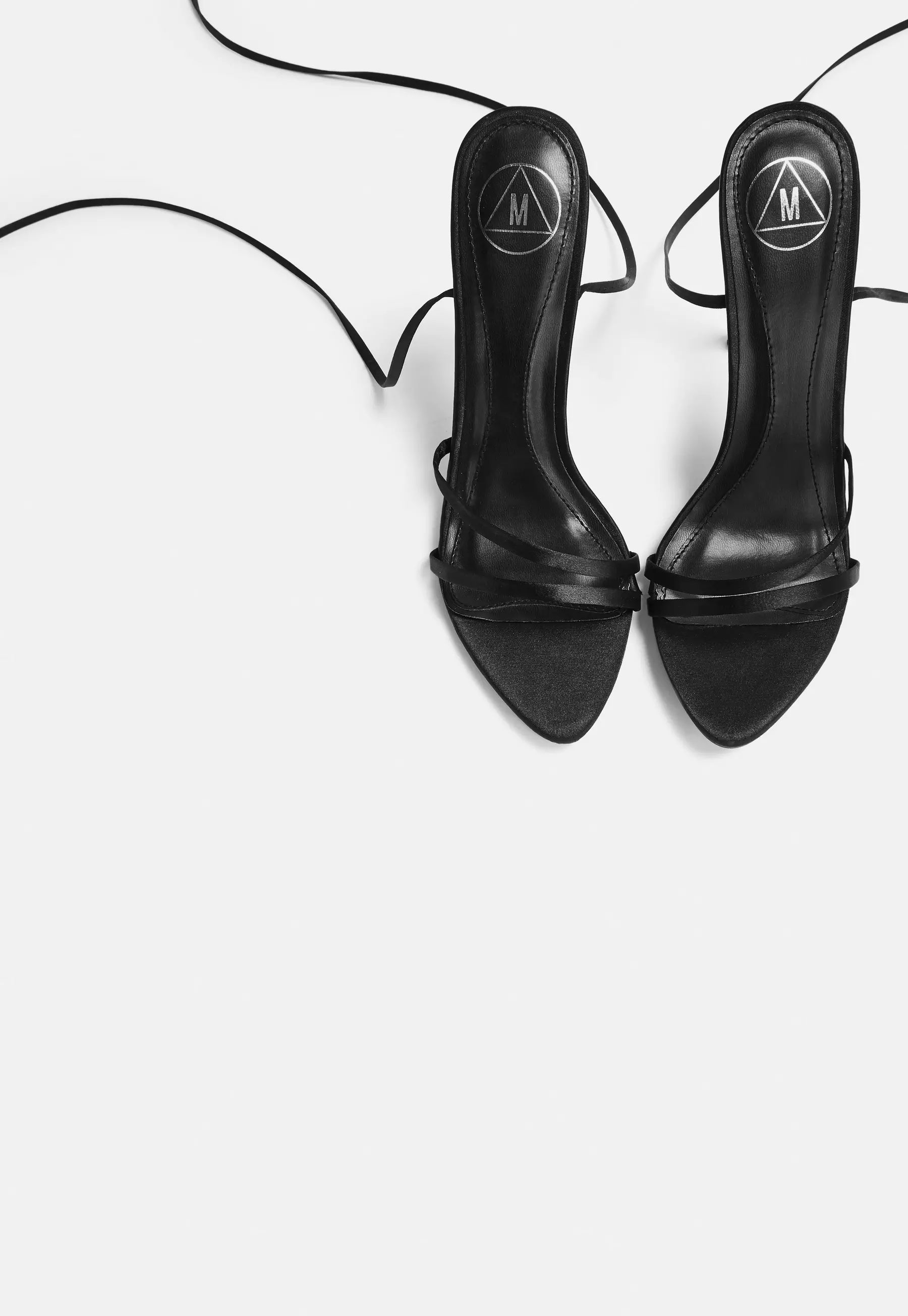 Missguided - Black Pointed Toe Lace Up Barely There Heels | Missguided (UK & IE)