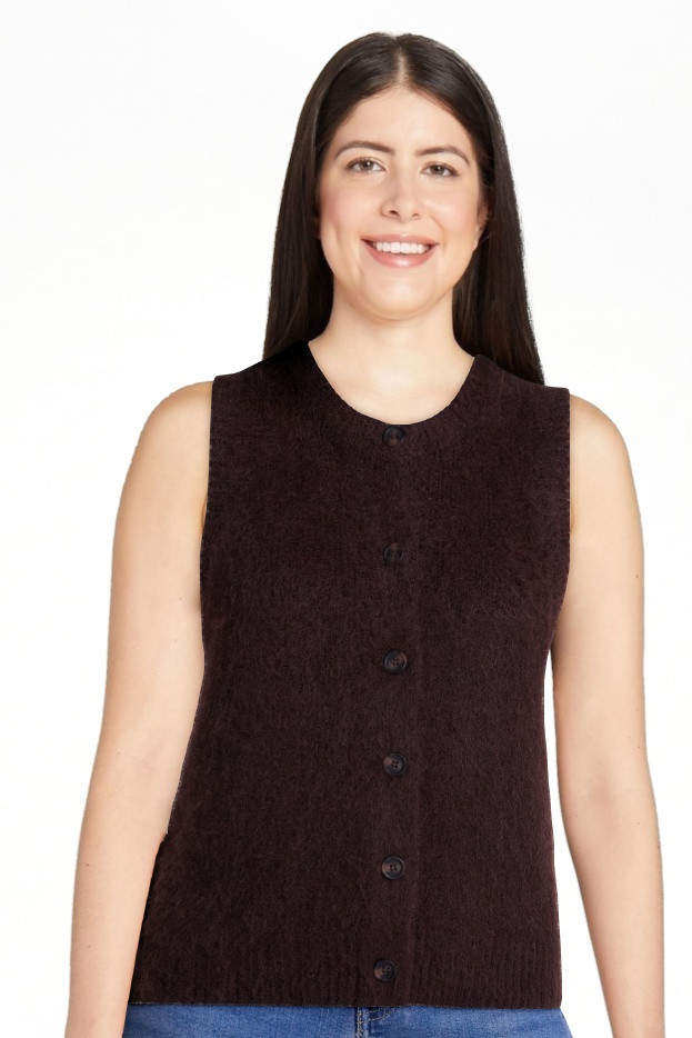 Scenario Women's and Women's Plus Button Front Textured Sweater Vest, Lightweight, Sizes XS-4X | Walmart (US)