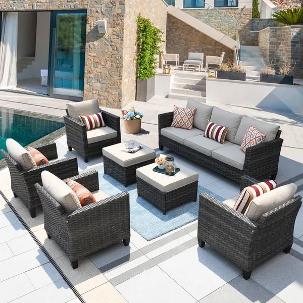 Allcot 7 - Person Outdoor Seating Group with Cushions | Wayfair North America