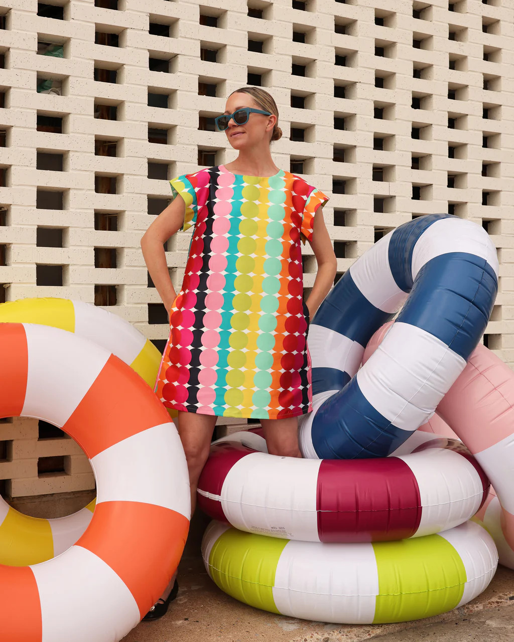 Column Mini Dress - Rainbow Summer Circle | Frances Valentine