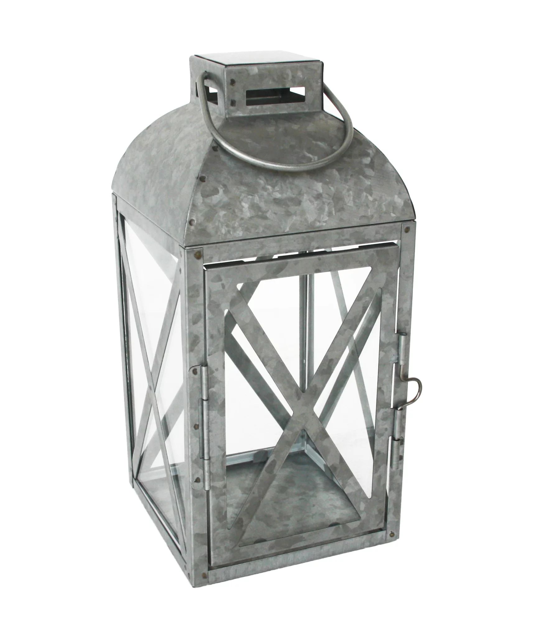 Mainstays Small Galvanized Metal Candle Holder Lantern, Antique Gray - Walmart.com | Walmart (US)