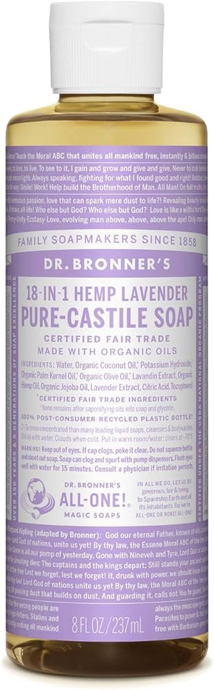 Dr. Bronner's - Pure-Castile Liquid Soap (Lavender, 8 ounce) - Made with Organic Oils, 18-in-1 Us... | Amazon (US)