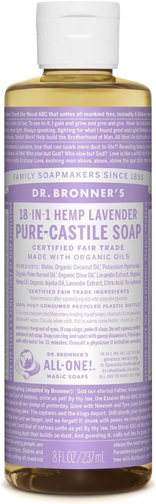 Dr. Bronner's - Pure-Castile Liquid Soap (Lavender, 8 ounce) - Made with Organic Oils, 18-in-1 Us... | Amazon (US)