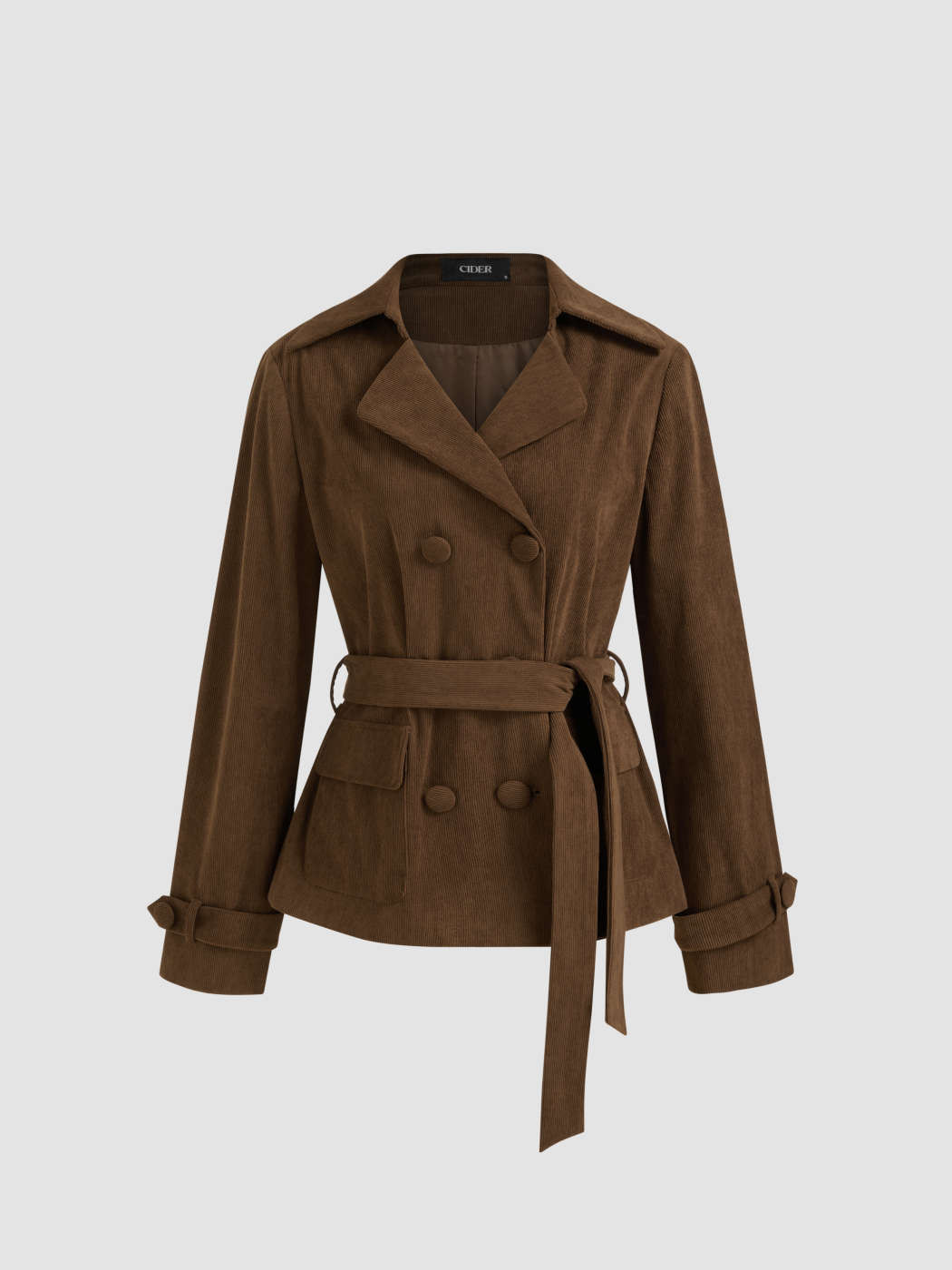 Kordeldoppelreihiges Jackett mit Gürtel | Cider