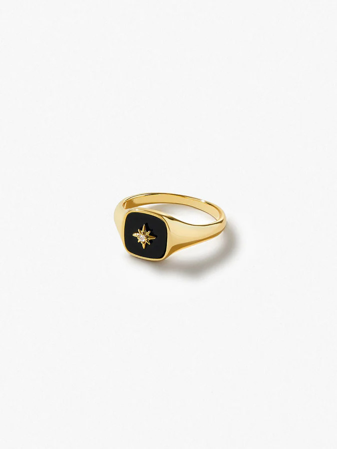 Gold Signet Ring - Amara Black | Ana Luisa