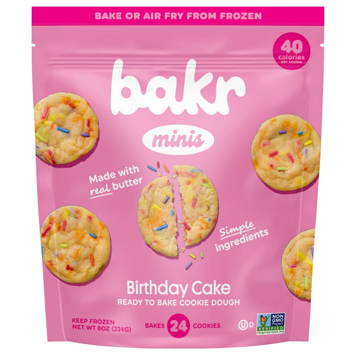 BAKR Mini Birthday Cake Frozen Cookie Dough - 8oz | Target