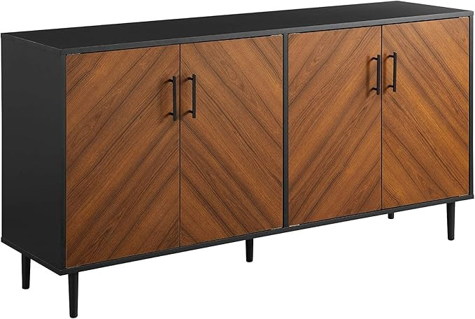 Walker Edison Fehr Modern 4 Door Bookmatch Buffet, 58 Inch, Black | Amazon (US)