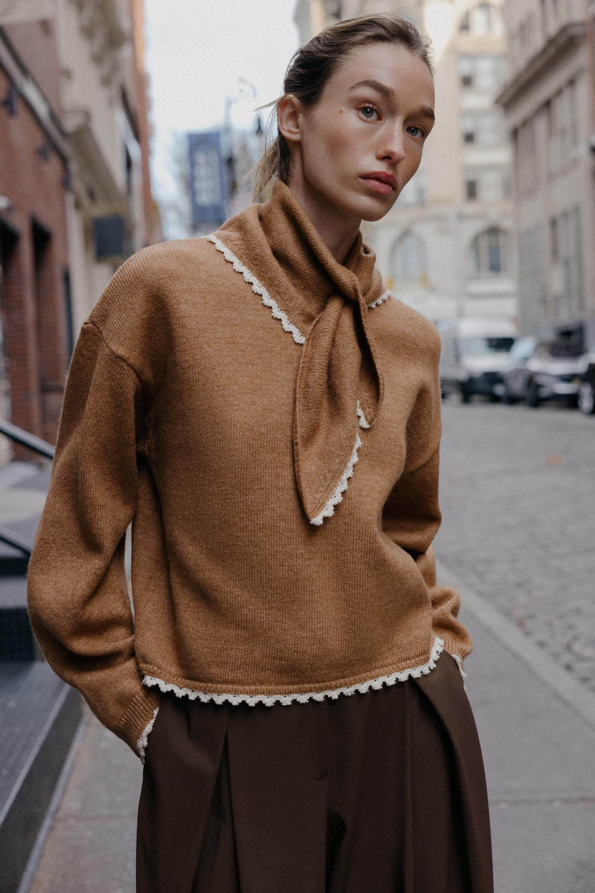 BANDANA LACE KNIT JUMPER | Zara US