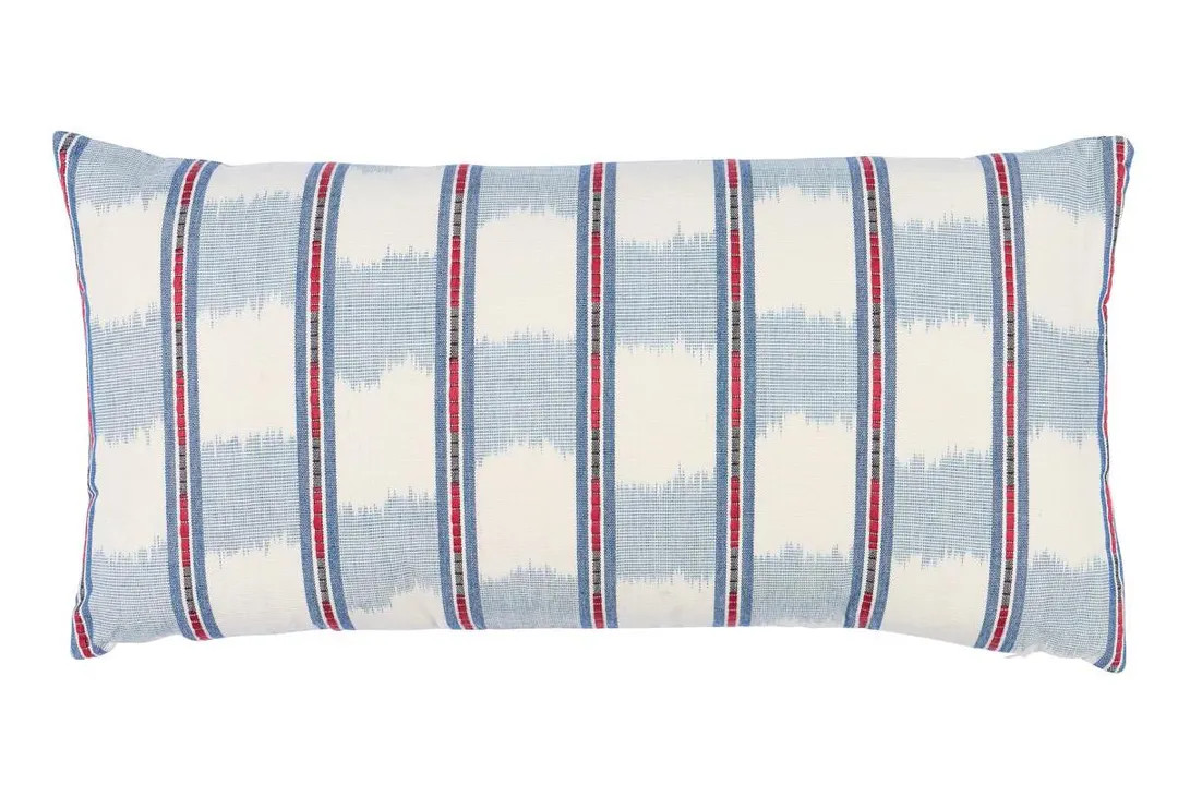 Schumacher Faye Ikat in Chambray Decorative Pillow Cover, 18X8" 20X20", Euro Pillow, Lumbar Pillo... | Etsy (US)