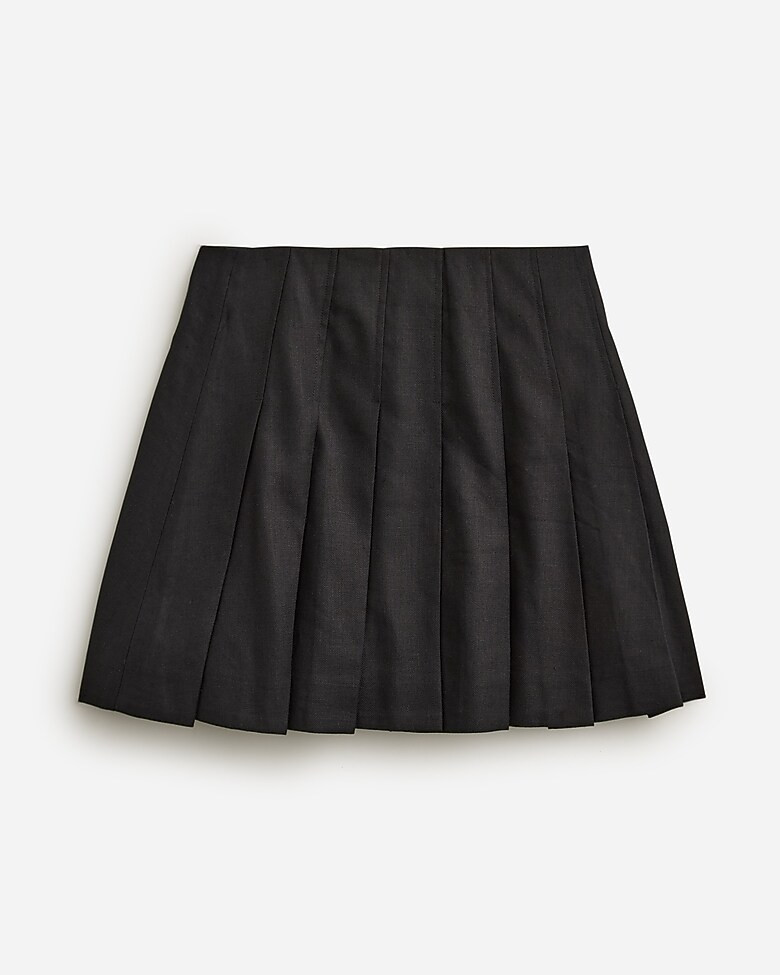 Pleated mini skirt in stretch linen blend | J. Crew US