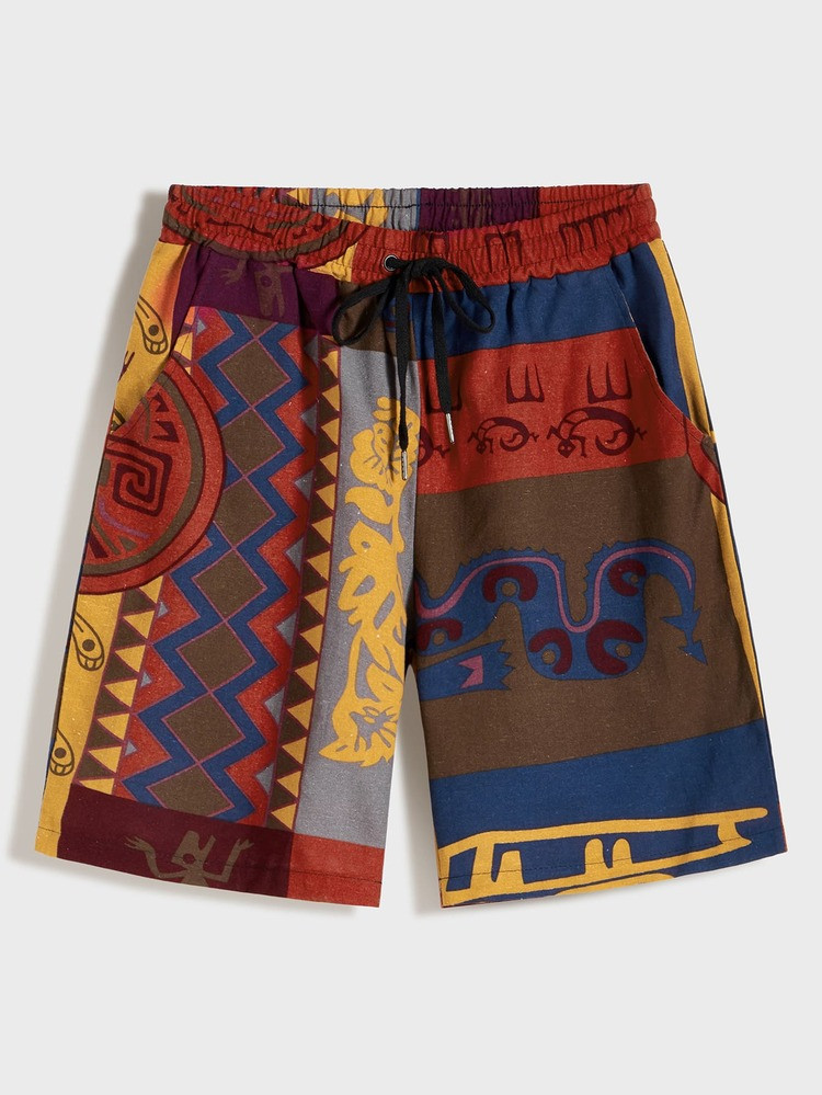Men Tribal Print Drawstring Waist Shorts | SHEIN