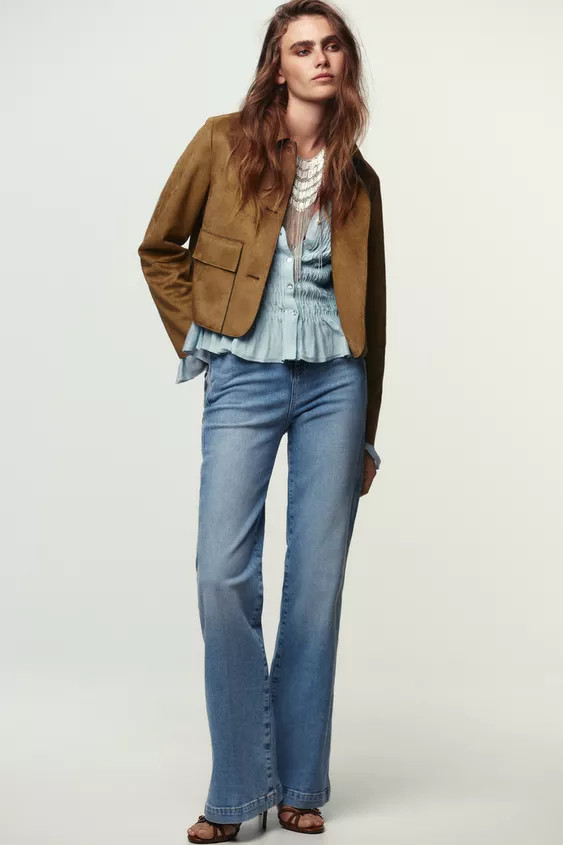 FAUX SUEDE CROPPED JACKET | Zara UK