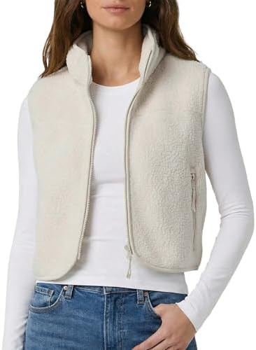 Cropped Fleece Vest Women Zip Up Stand Collar Warm Sherpa Vest Fall Cute Sleeveless Fleece Waistc... | Amazon (US)