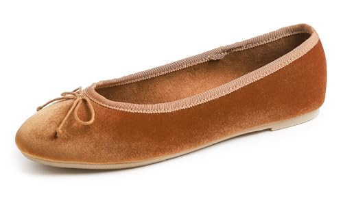 FEVERSOLE Women's Ultra Soft Colorful Memory Foam Cushioned Faux Suede Home Ballet Flats Camel Velvet Size 9.5 M US | Amazon (US)