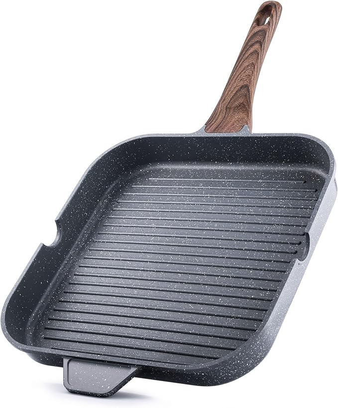 SENSARTE Nonstick Grill Pan for Stove Tops, Versatile Griddle with Pour Spouts, Square Big Cookin... | Amazon (US)