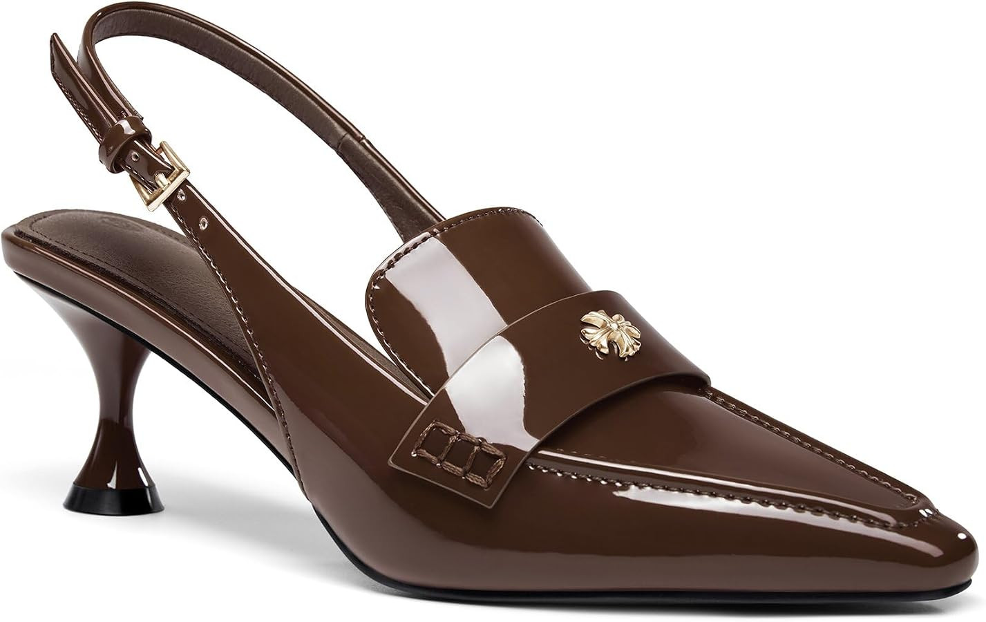 Coutgo Women's Pointed Toe Sandals Slingback Kitten Heel Pumps Slip On Ankle Buckle Dress Shoes | Amazon (US)