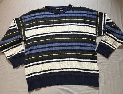 Vintage Nautica Sweater Multicolored Men’s Size XL Cable Knit Retro Sweater | eBay US