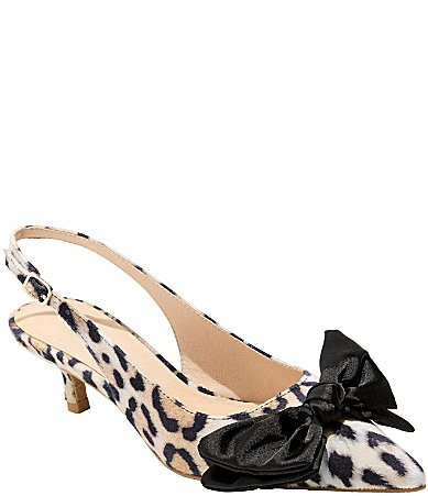 Jack Rogers Debra Leopard Print Bow Slingback Kitten Heel Pumps - 8 | Dillard's