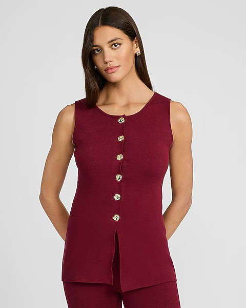 Novelty Button Knit Cutaway Vest | Express