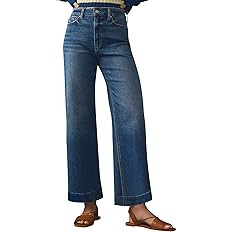 KUNMI Women's Wide Leg High Waisted Stretchy Straight Leg Jeans Baggy Loose Trendy Ankle Denim Pa... | Amazon (US)