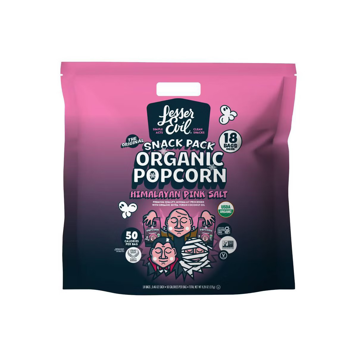 Lesserevil Halloween Himalayan Pink Salt Organic Popcorn - 8.28oz/18ct | Target