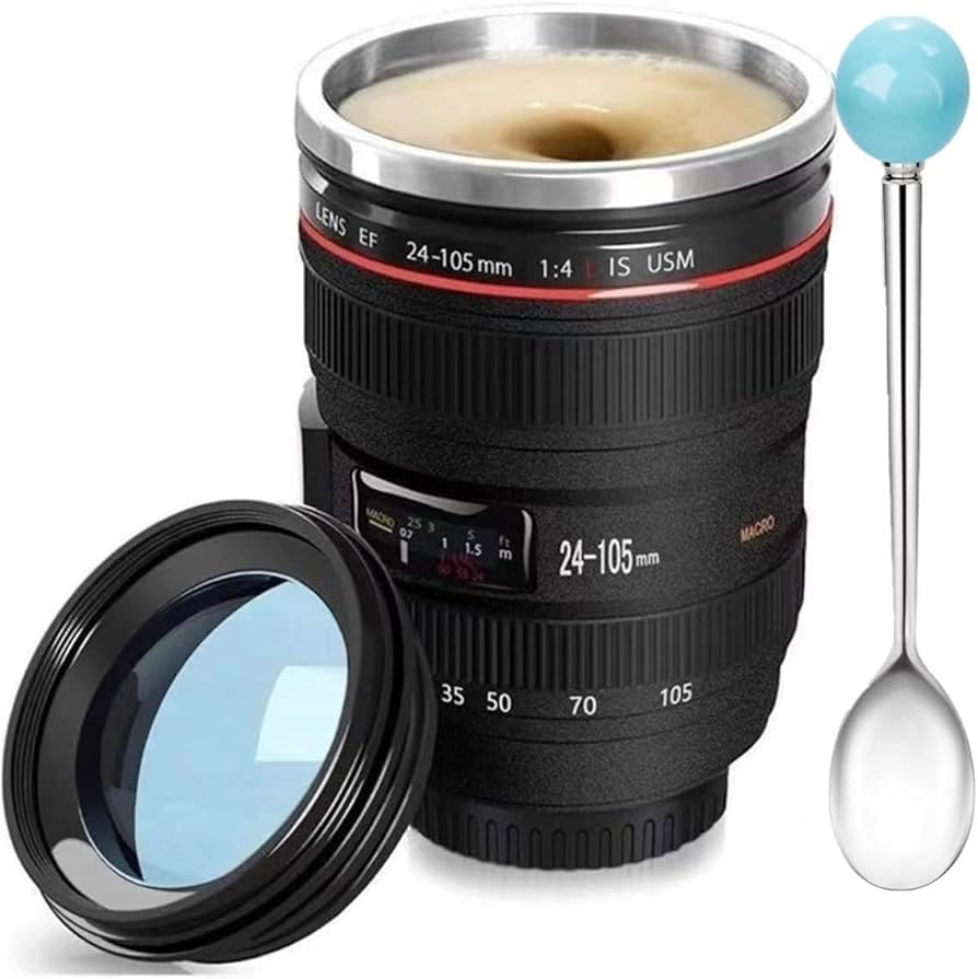 Camera Lens Coffee Mug, Fun Photo Stainless Steel Lens Mug Thermos Great Gifts for Photographers,... | Amazon (US)