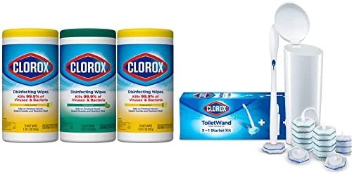 Clorox Disinfecting Value Pack, 3x 75ct Clorox Disinfecting Wipes and Clorox Toilet Wand Disposab... | Amazon (US)