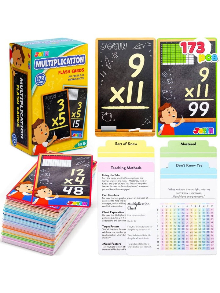 JOYIN 173 Pcs Multiplication Flash Cards, Kids Math Learning Flashcards (All Facts 0-12, Bonus Fa... | SHEIN
