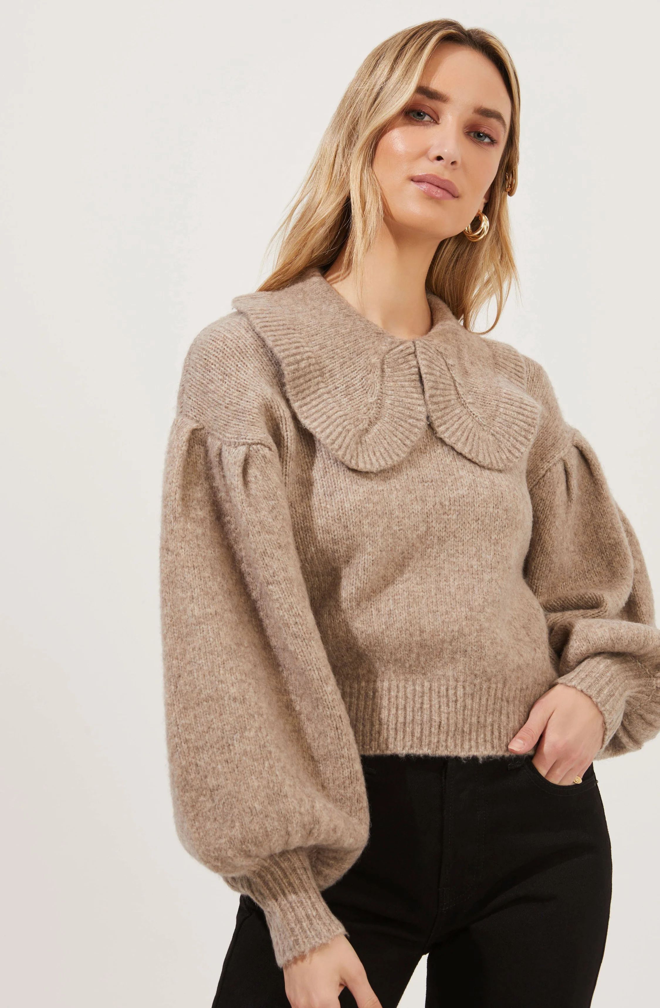 Dashwood Puff Sleeve Oversized Collar Sweater | ASTR The Label (US)