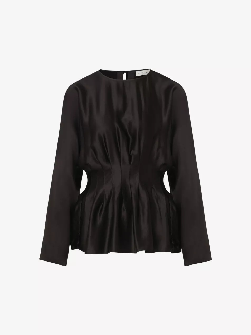 Mila pleated peplum-hems satin blouse | Selfridges