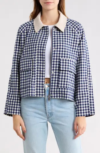 Vigoss Corduroy Collar Gingham Shirt Jacket | Nordstromrack | Nordstrom Rack