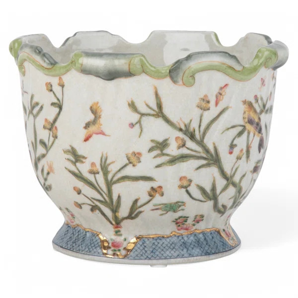 Porcelain Scallop Planter Satin Grass | Perigold