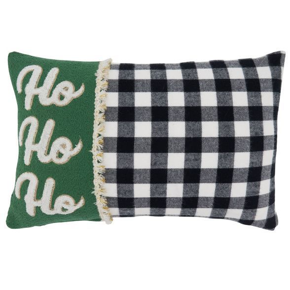 Ho Ho Ho Buffalo Plaid Poly Filled Throw Pillow - Saro Lifestyle | Target