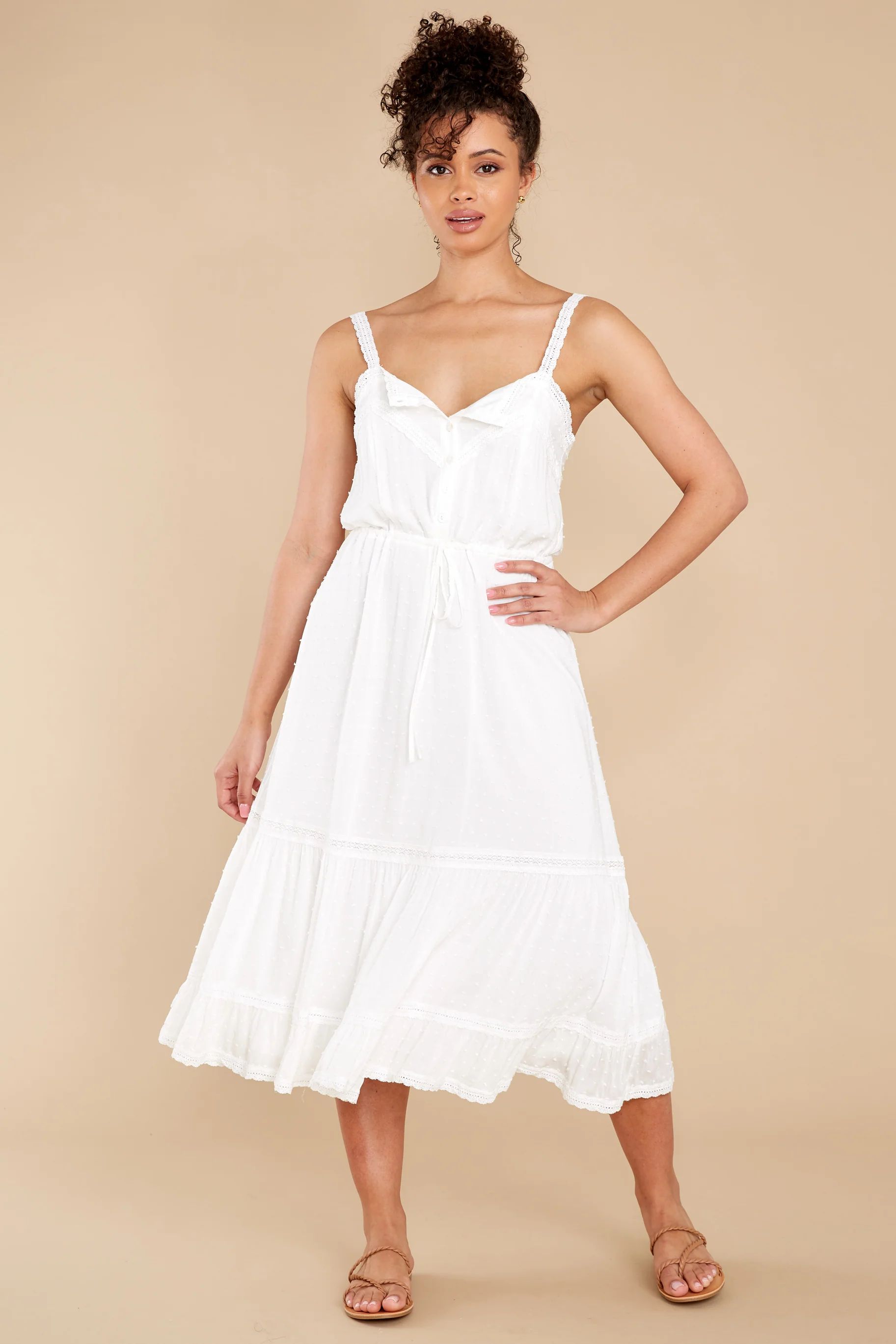 Catch A Glance White Midi Dress | Red Dress 