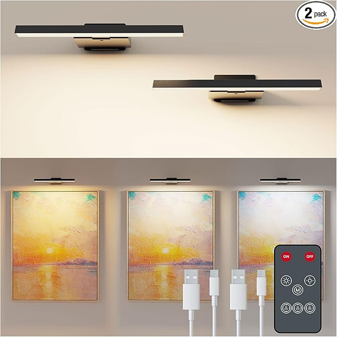 Koopala LED Picture Lights Set of 2, Cordless Over Painting Lamps with 6000mAH Rechargeable Batte... | Amazon (US)