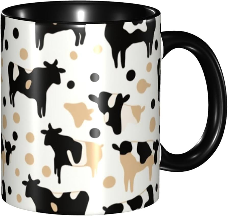 Cow Coffee Mug Funny Ceramic Tea Cup Novelty Present for Women Men Home and Office Birthday Micro... | Amazon (US)