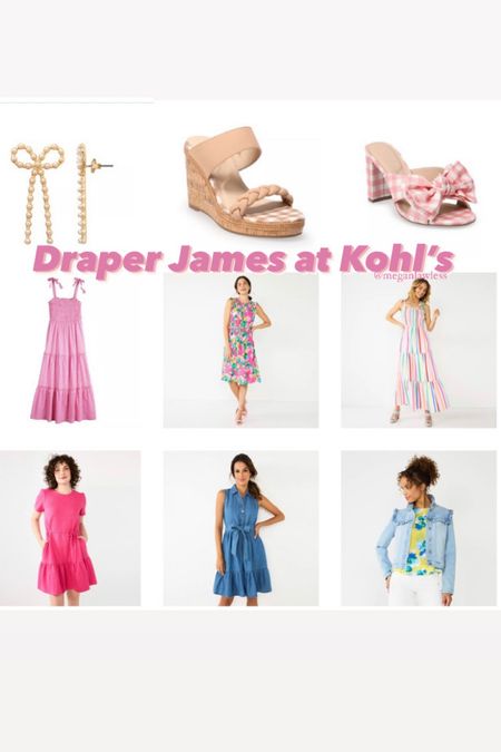 Draper James / kohl’s / women’s dresses / work/ wedding guest / bridal shower / baby shower / vacation/ beach / graduation party / gingham/ pink / denim jacket/ bow earrings / classic style / preppy style / floral / Reese witherspoon/ midi / maxi / petite / midsize / smocked 

#LTKcurves #LTKworkwear #LTKunder100