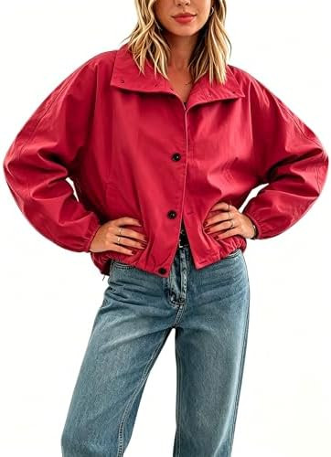 Megfie Womens Oversized Bomber Puff Jacket Windproof Waterproof Lightweight Raincoats Shacket Spr... | Amazon (US)