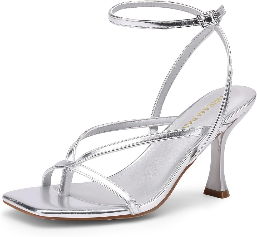 DREAM PAIRS Women's Square Open Toe Flip Flop High kitten Heels Strappy Thong Ankle Strap 3.35 In... | Amazon (US)