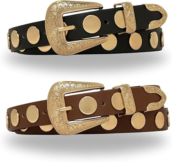 Citrusy Boutique Western Belt 2-Pack | Country Western Fashion Cowgirl Belts for Women | Cute Chu... | Amazon (US)