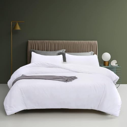 Houseri Fluffy Plain White Bedding Comforter Set - Queen Size Puffy Lightweight Soft Solid Color Bed Quilts - Cozy Women Men Girls Boys Pure White Hotel Dorm Comforter Set | Amazon (US)
