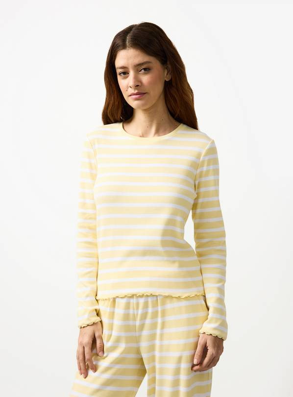Yellow Striped Ribbed Co-ord Pyjama Top XS | Tu Clothing