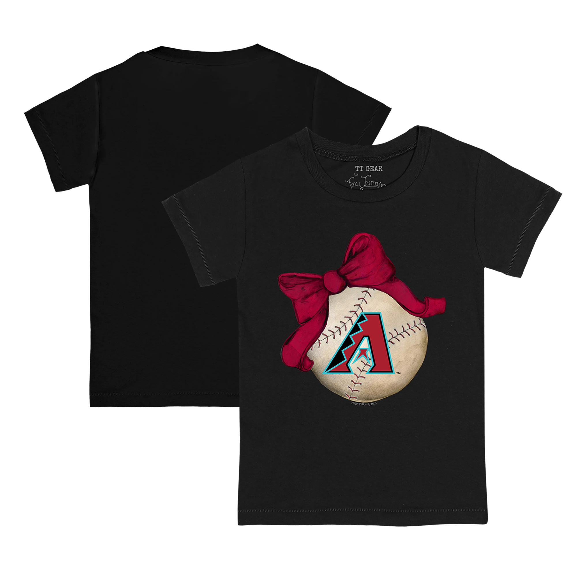 Arizona Diamondbacks Tiny Turnip Youth Baseball Bow T-Shirt - Black | Fanatics