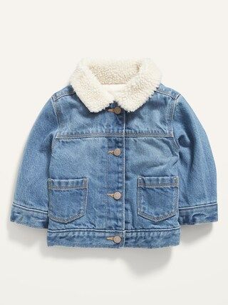 Unisex Sherpa-Collar Jean Trucker Jacket for Baby | Old Navy (US)