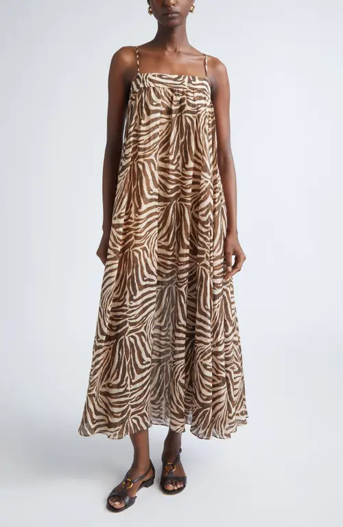 Zimmermann Wanderlust Zebra Stripe Cotton Maxi Dress at Nordstrom, Size 4 | Nordstrom