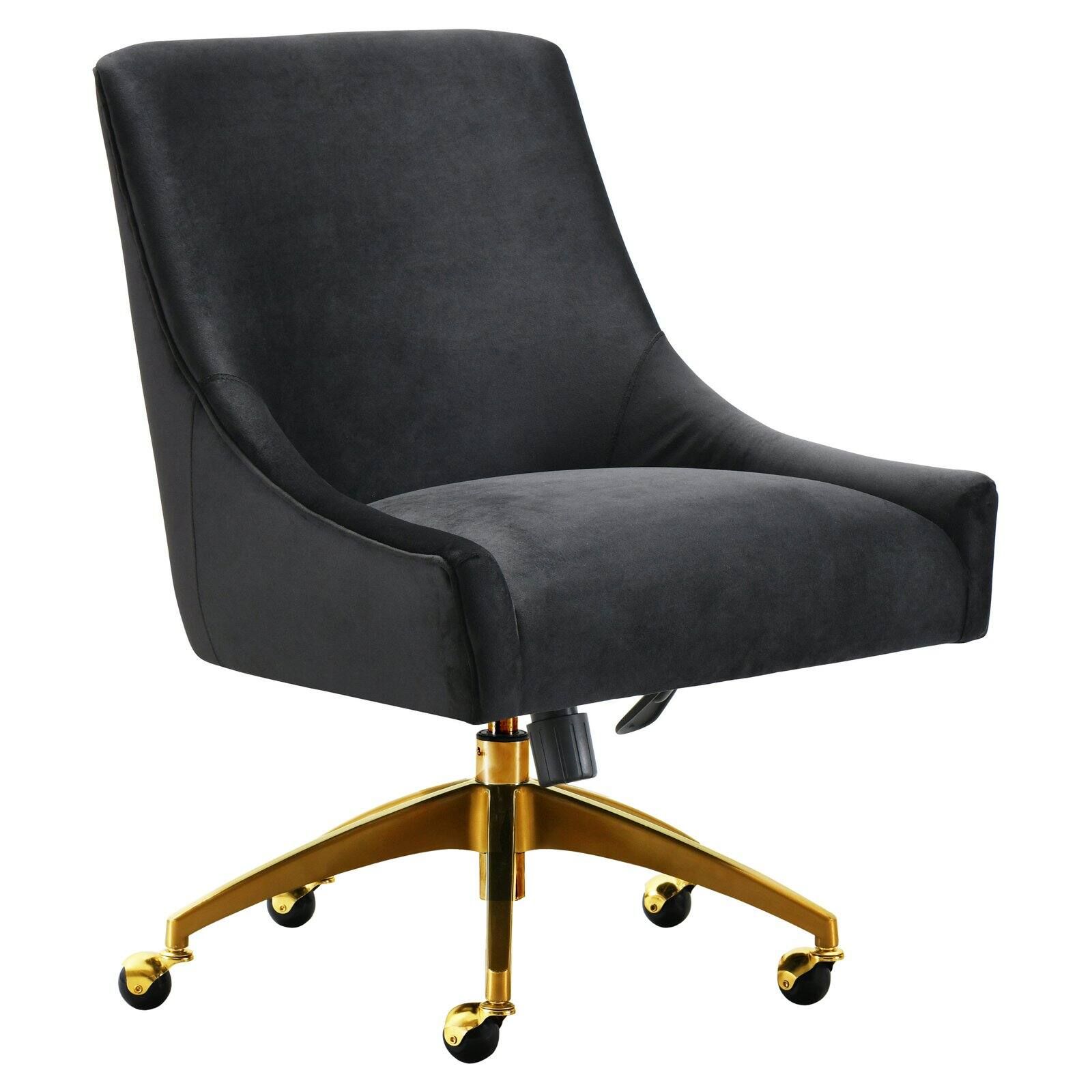 TOV Furniture Beatrix Black Velvet Office Swivel Chair with Gold Steel Base | Walmart (US)