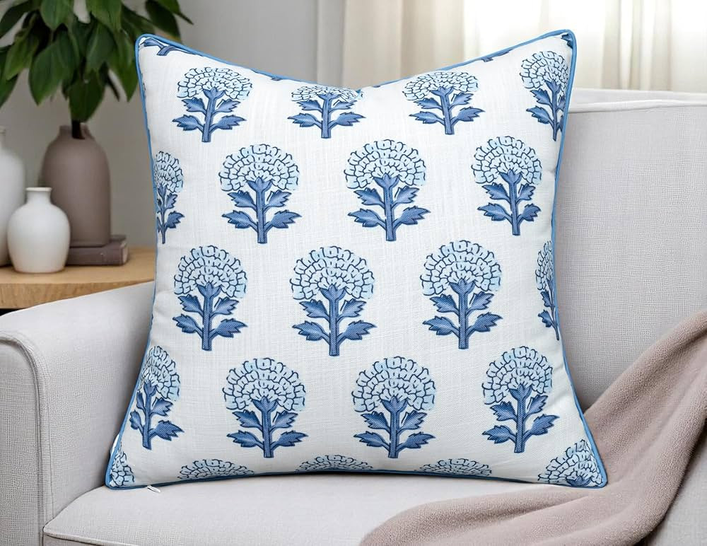 Babur Floral Printed Decorative Square Accent Throw Pillow Cover - Decor for Living Room, Sofa, C... | Amazon (US)