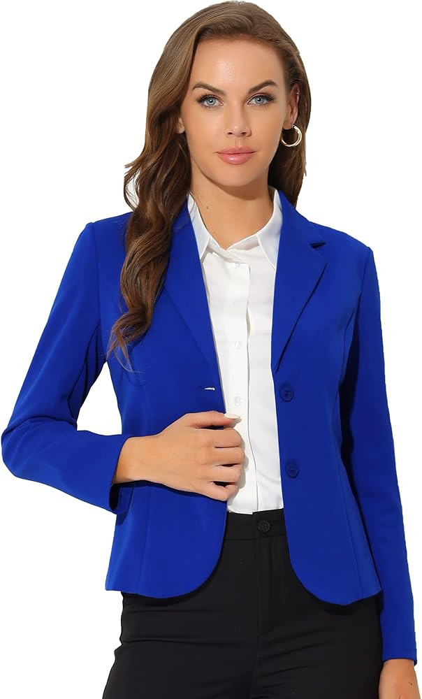 Allegra K Women's Work Office Blazer Stretch Lapel Collar Long Sleeve Jacket Suit Blazer | Amazon (US)